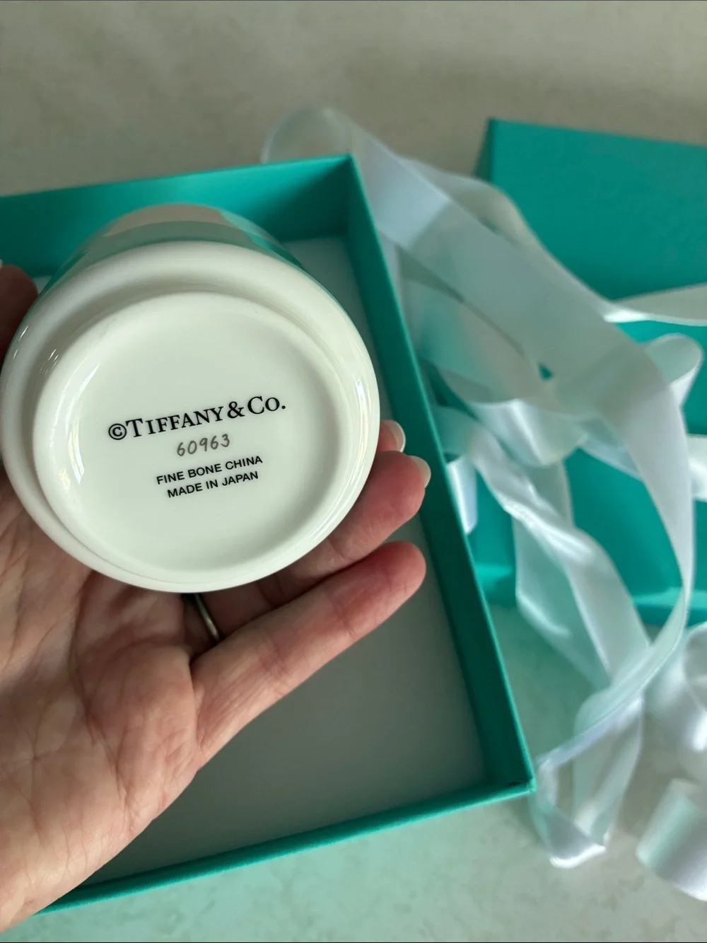 Tiffany & Co. bud vase bone china Trio in Signature Blue and White in box